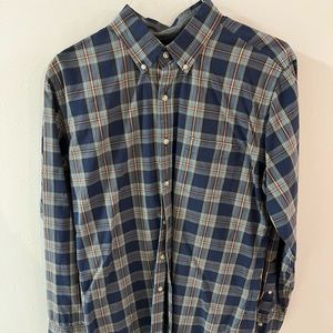 Men’s JCrew blue plaid long sleeve button down - Size L